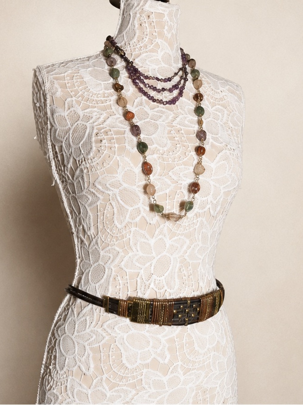 Vintage statement belt with mixed metal detailing